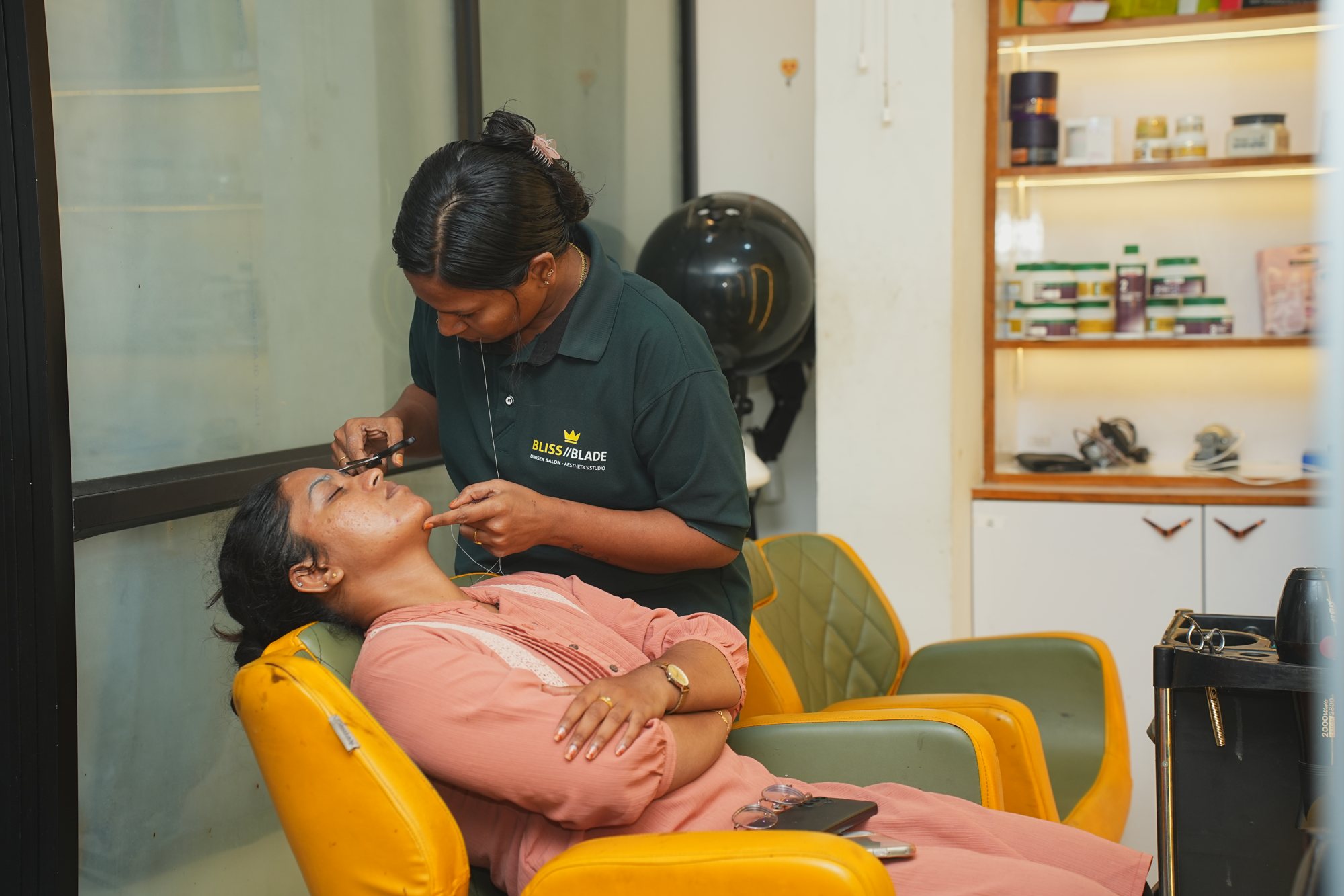 Client enjoying a hair wash and head massage